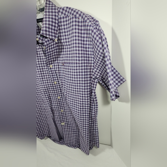 VINTAGE Tommy Hilfiger  Casual Button Up Men's Short Sleeve Shirt Large Purple - Picture 2 of 13